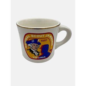 1981 National Scout Jamboree Virginia Ceramic Mug With Gold Trim USA 3.5" BSA